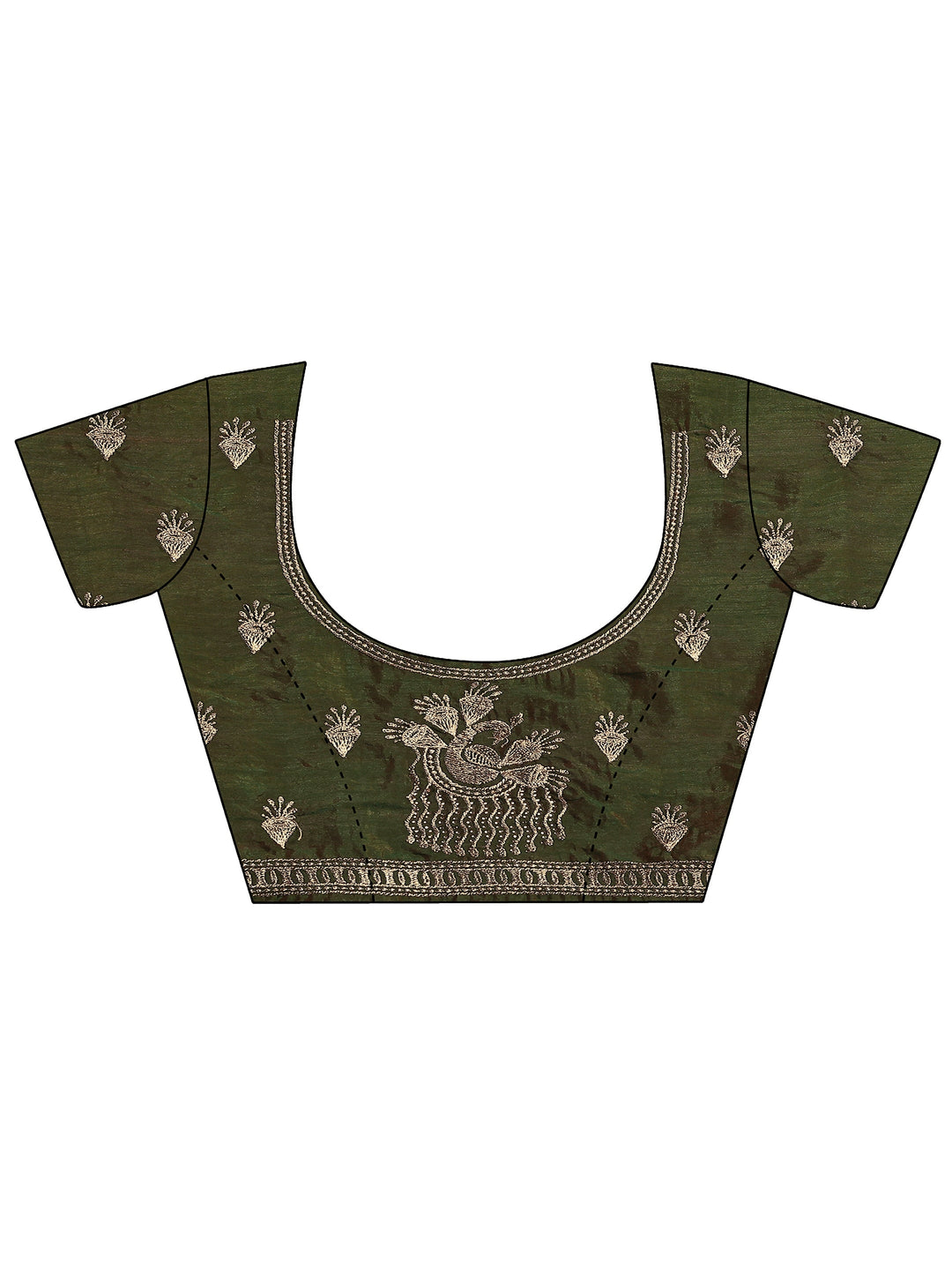  Green Embroidered Organza Saree With Unstitched Blouse Piece 