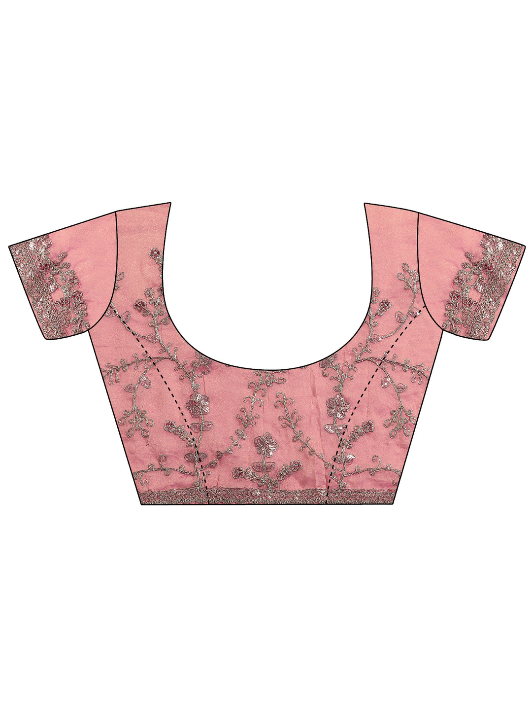  Pink Embroidered Organza Saree With Unstitched Blouse Piece 