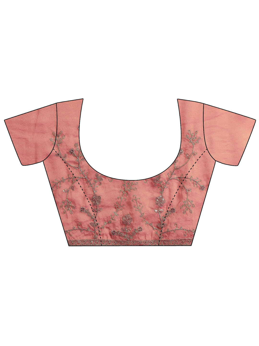  Peach Embroidered Silk Blend Saree With Unstitched Blouse Piece 