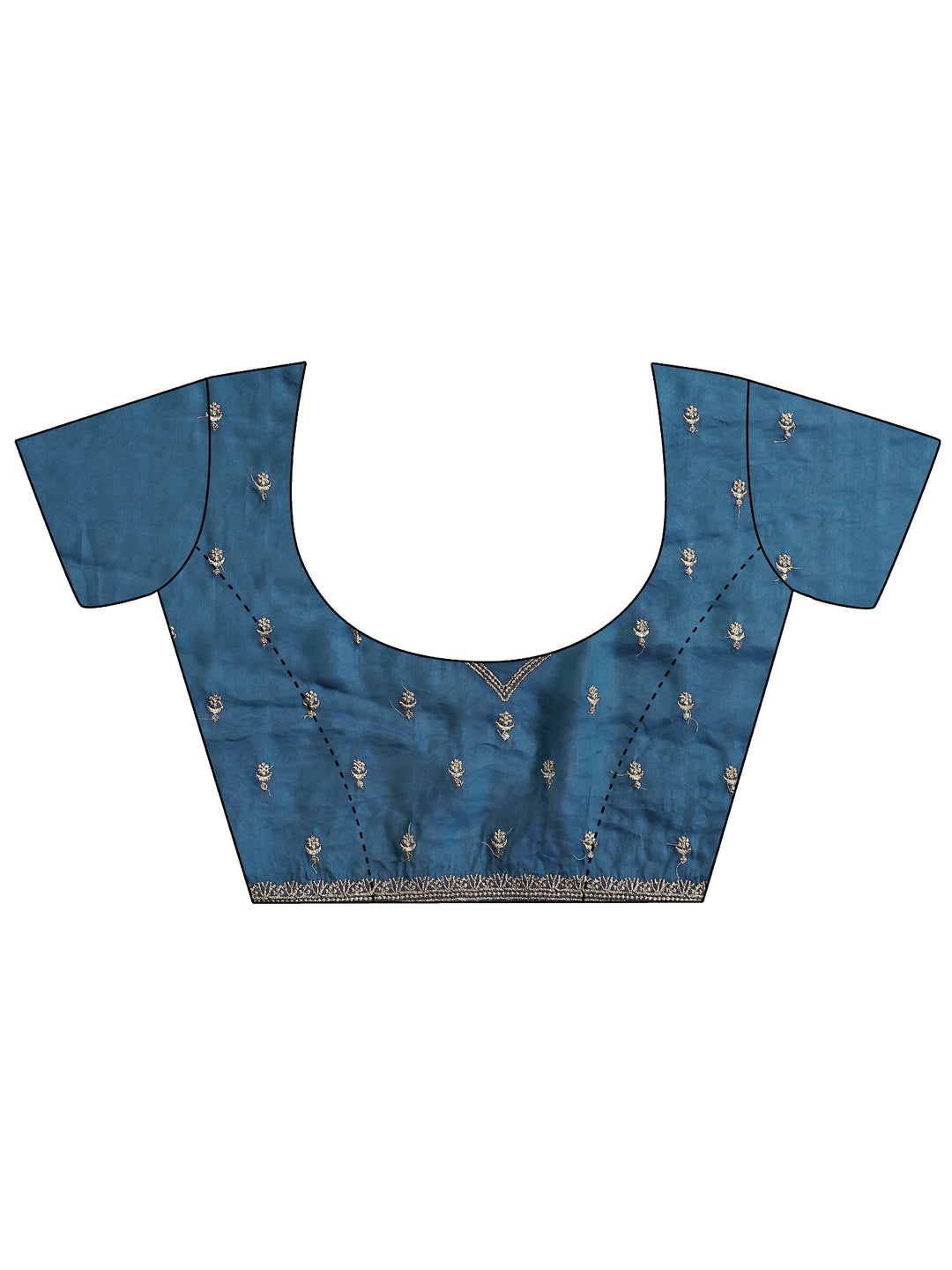  Blue Embellished Silk Blend Saree With Unstitched Blouse Piece 