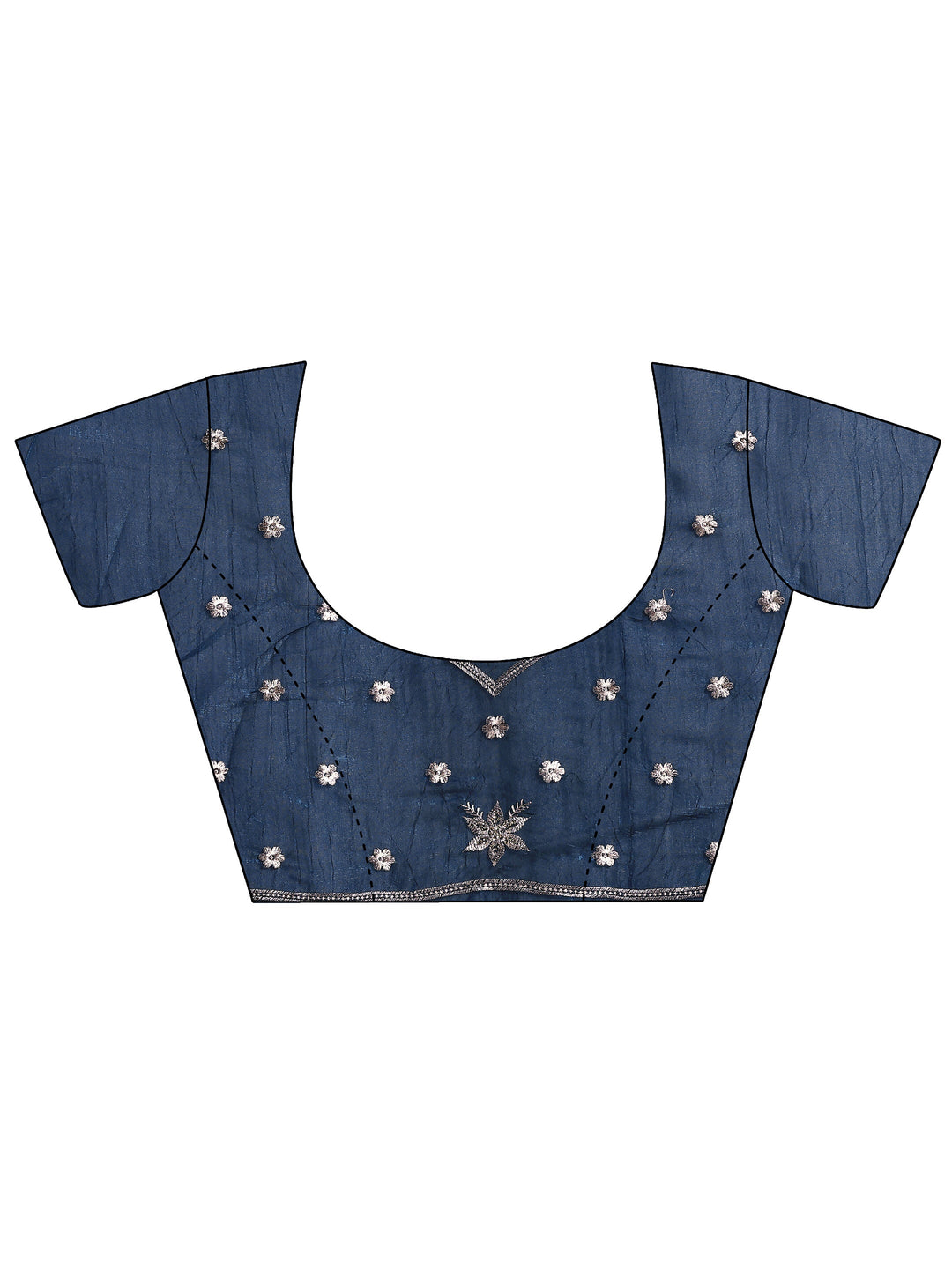  Navy Blue Paisley Embroidered Silk Blend Saree With Unstitched Blouse Piece 