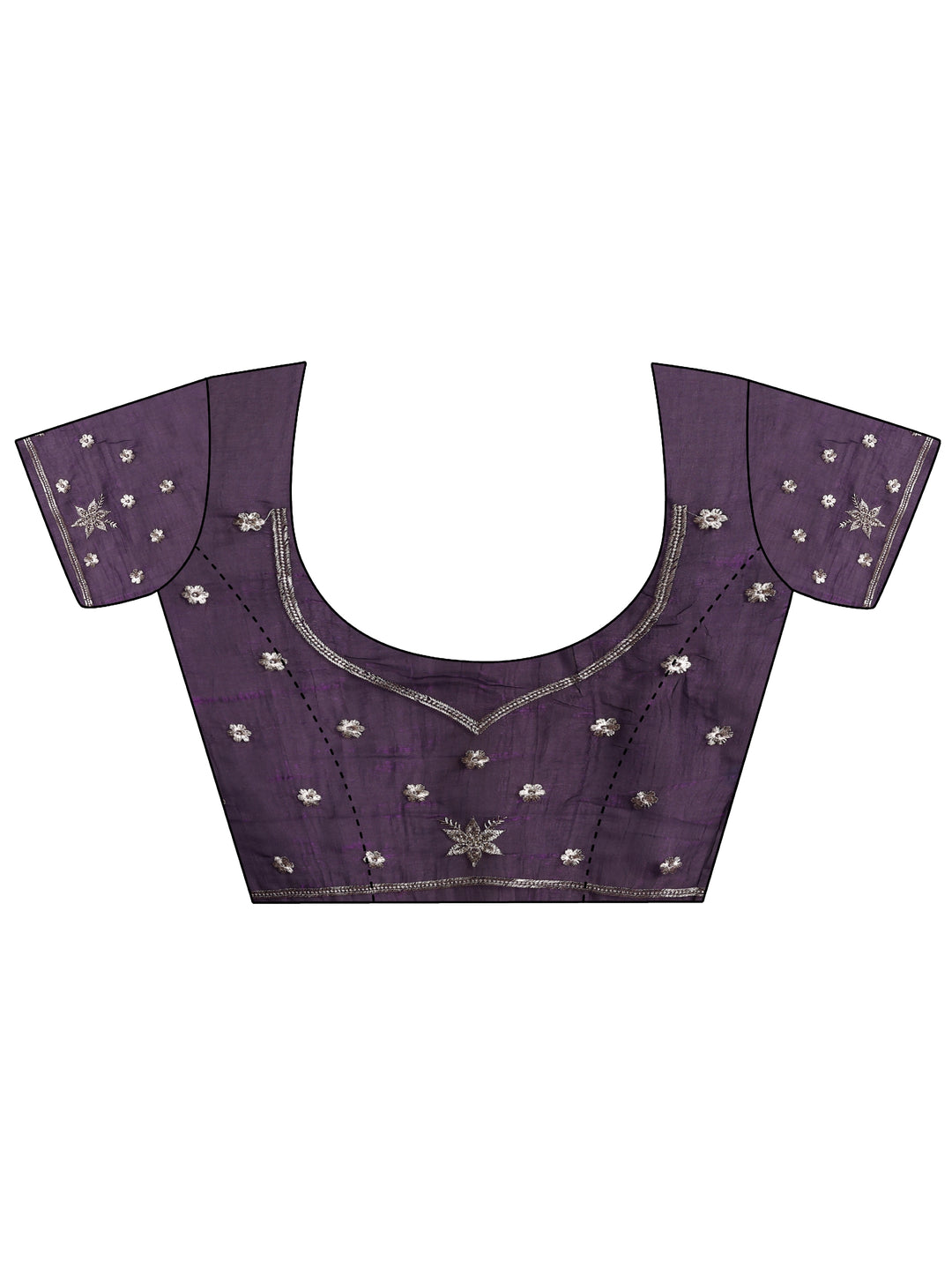  Purple Paisley Embroidered Silk Blend Saree With Unstitched Blouse Piece 