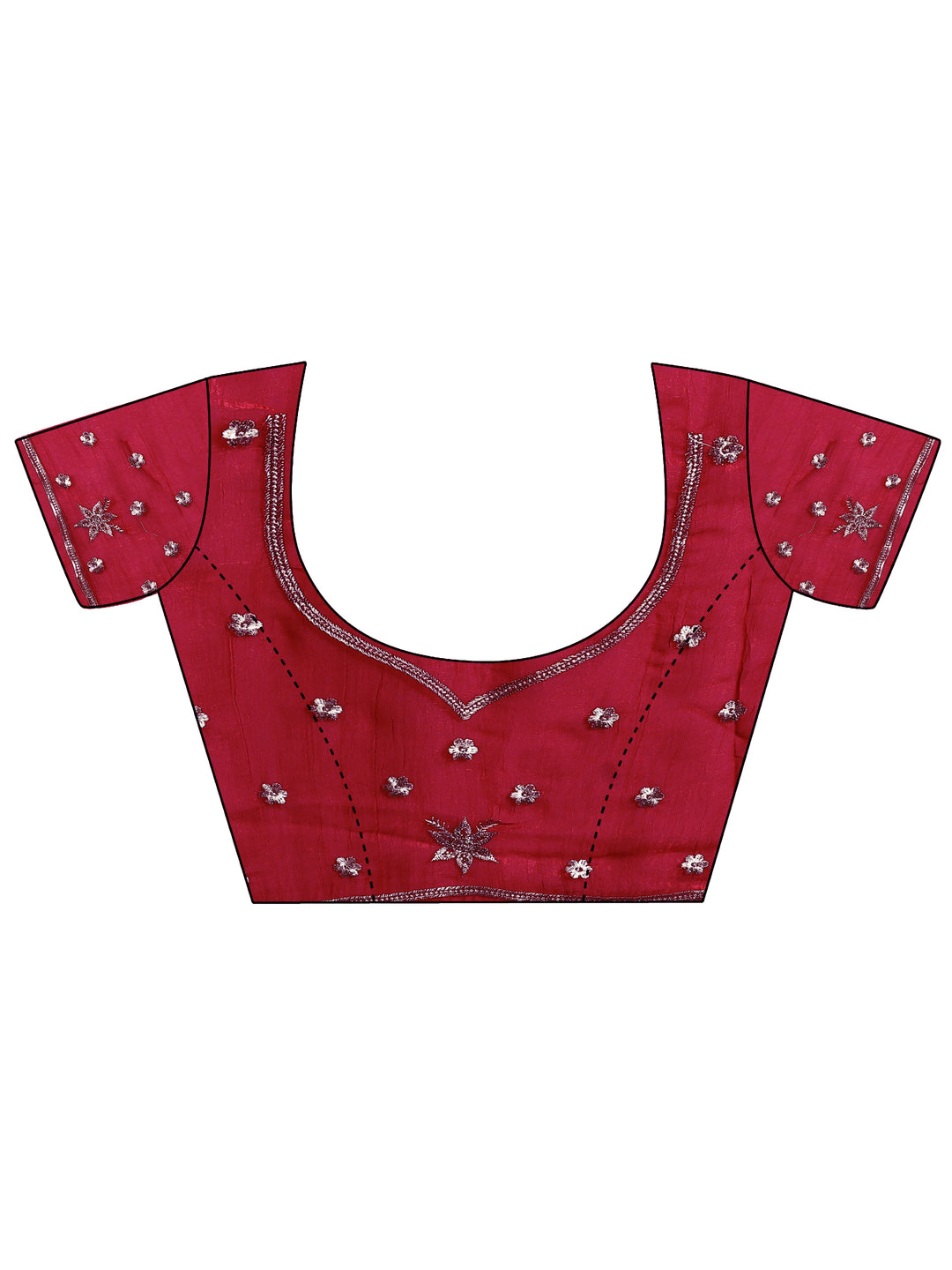  Red Paisley Embroidered Silk Blend Saree With Unstitched Blouse Piece 