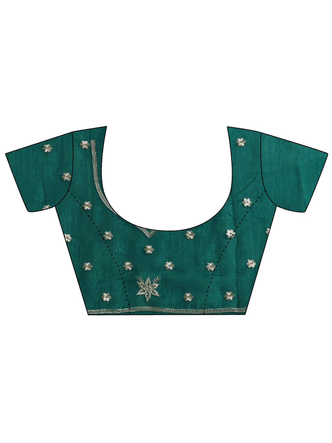  Green Paisley Embroidered Silk Blend Saree With Unstitched Blouse Piece 