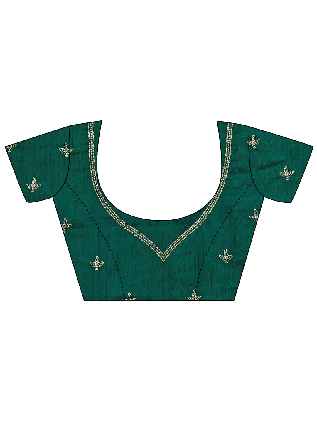  Green Solid Silk Blend Saree With Unstitched Blouse Piece 