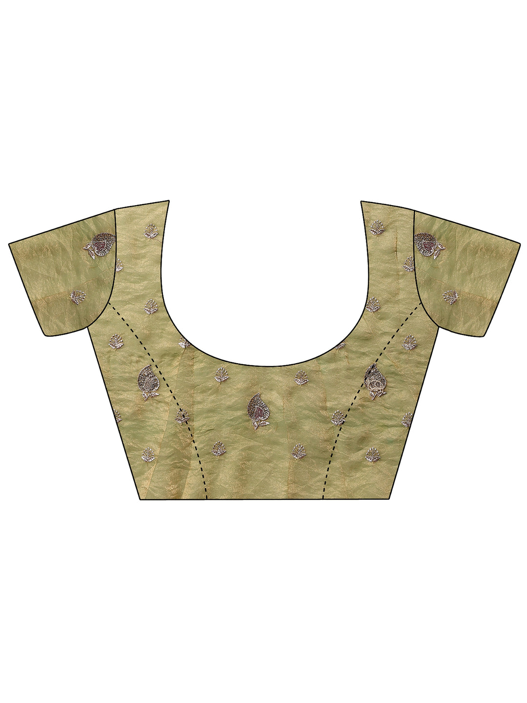  Green Solid Silk Blend Saree With Unstitched Blouse Piece 