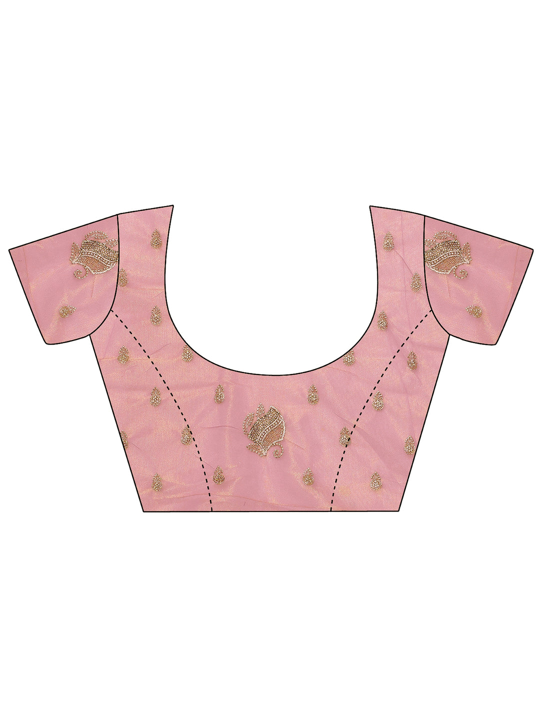  Pink Embroidered Nylon Saree With Unstitched Blouse Piece 