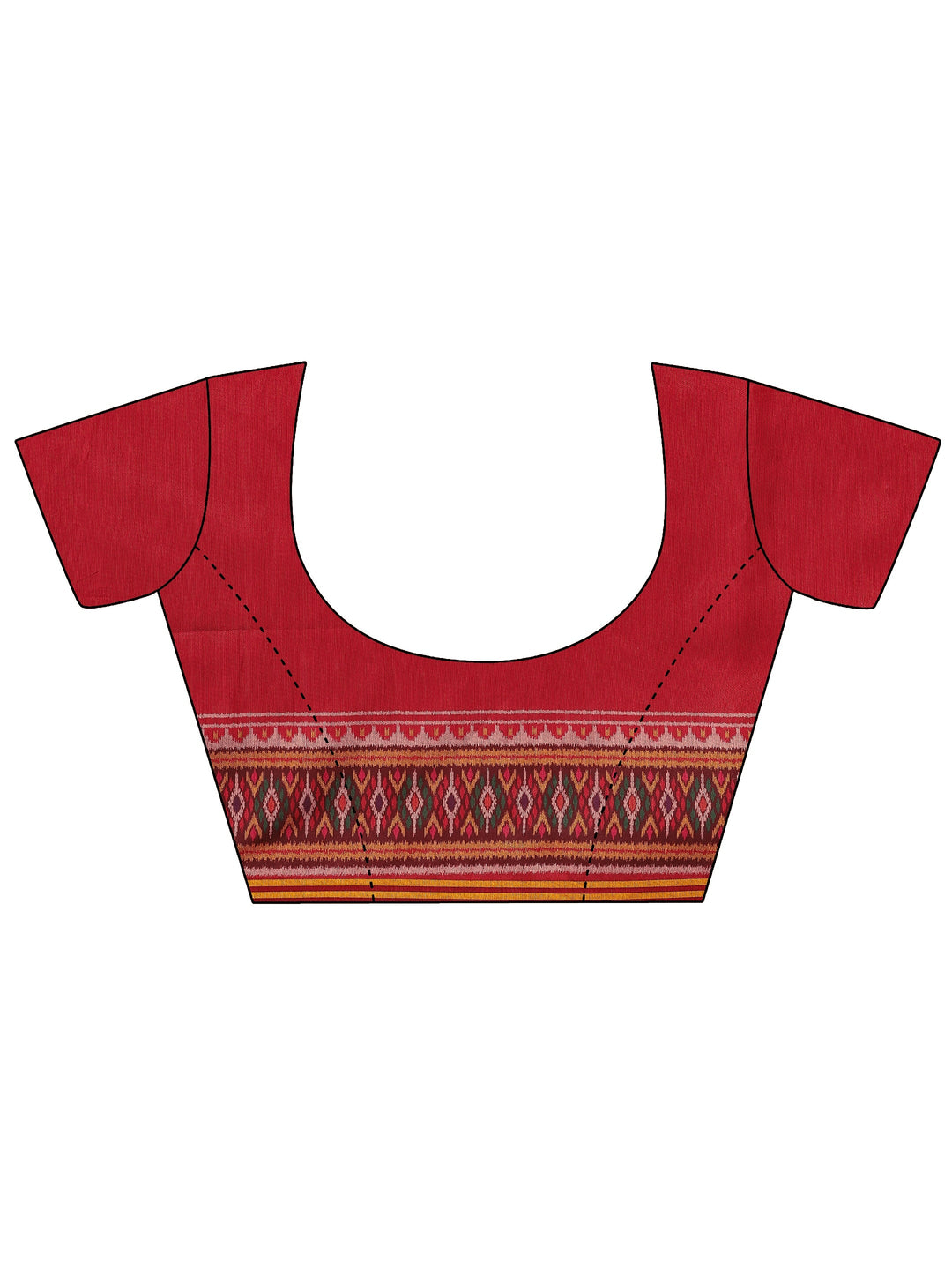  Orange Printed Silk Blend Saree With Unstitched Blouse Piece 