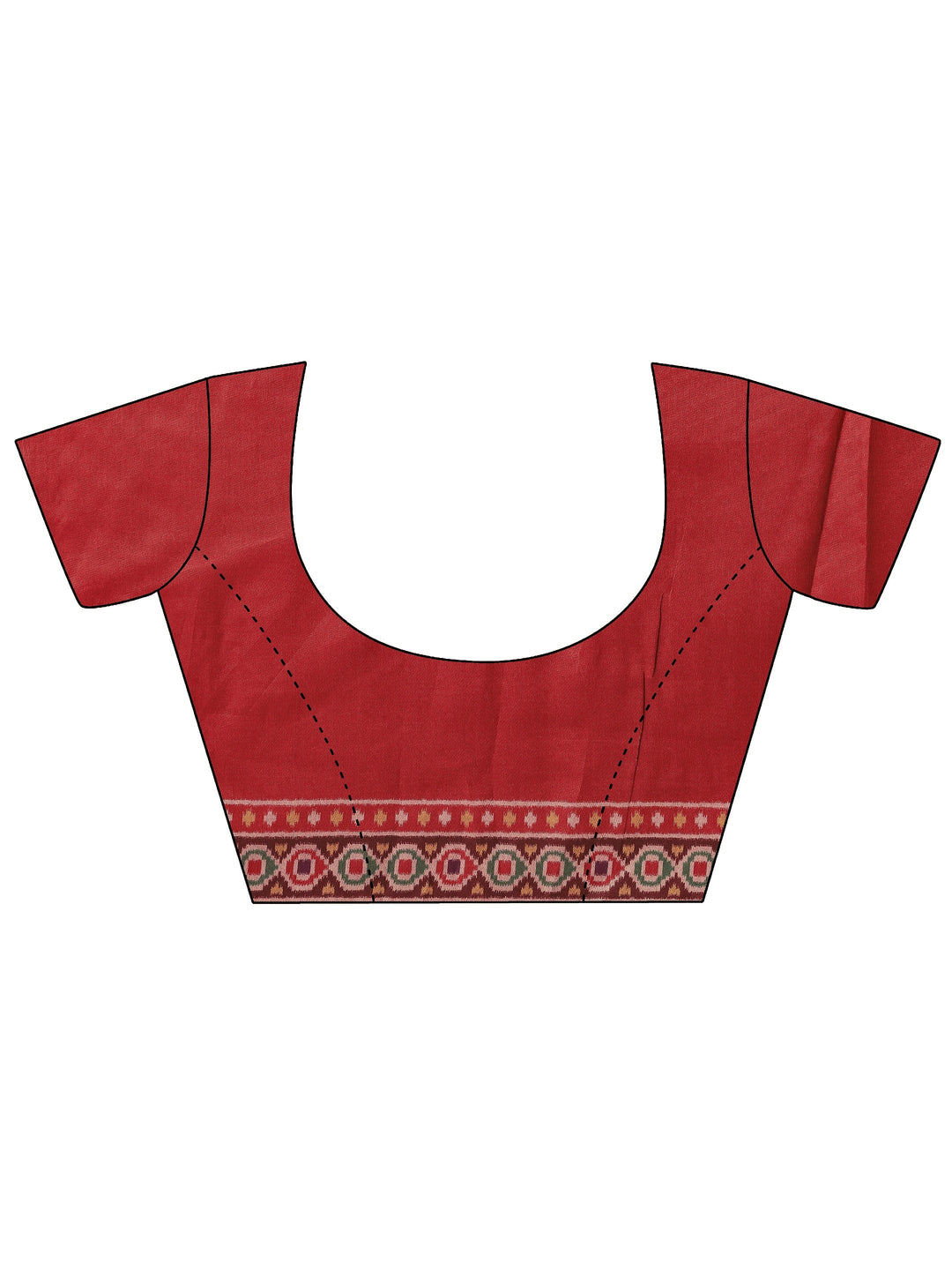  Orange Ikkat Printed Silk Blend Saree With Unstitched Blouse Piece 