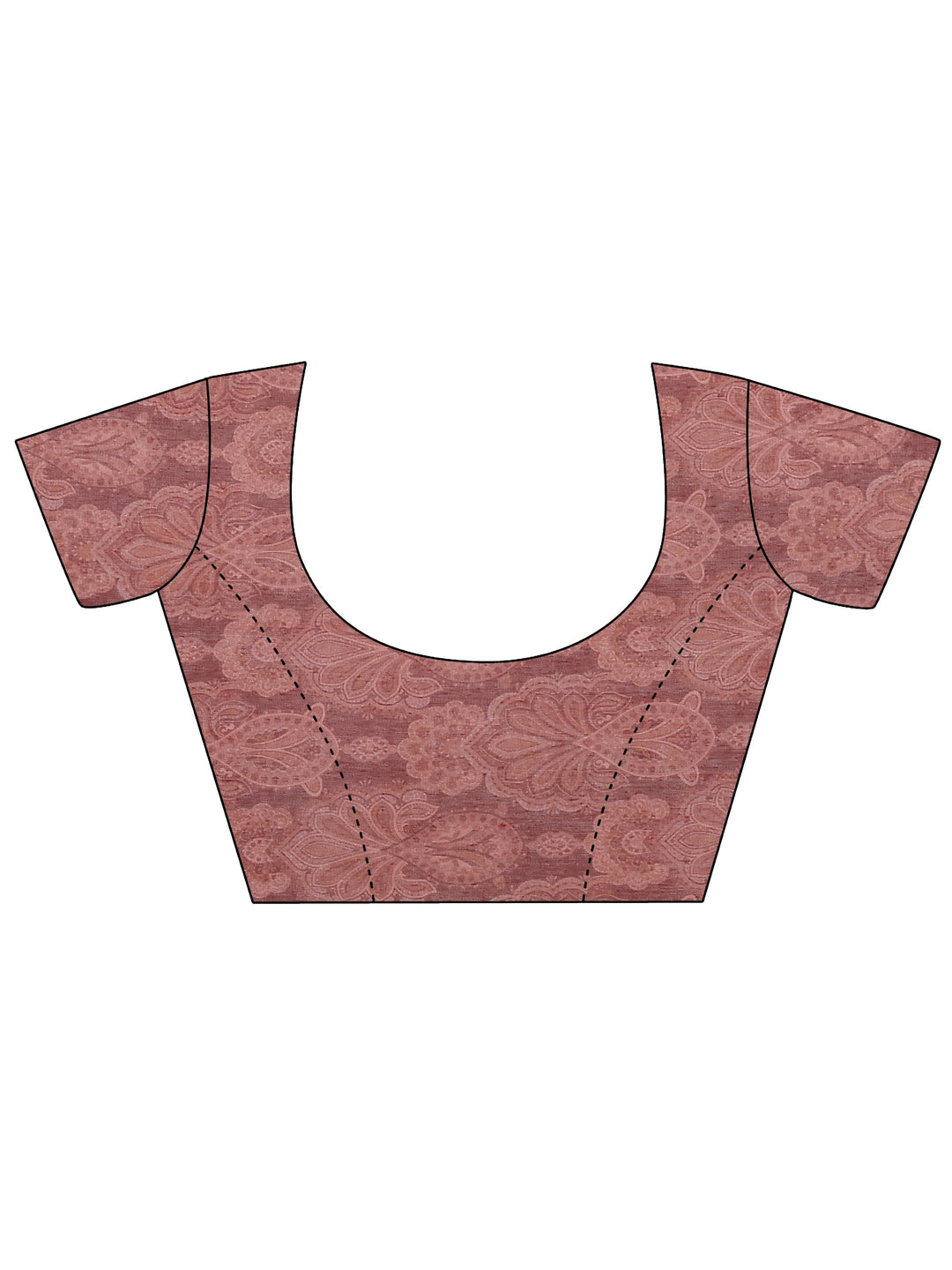  Brown Printed Silk Blend Saree With Unstitched Blouse Piece 