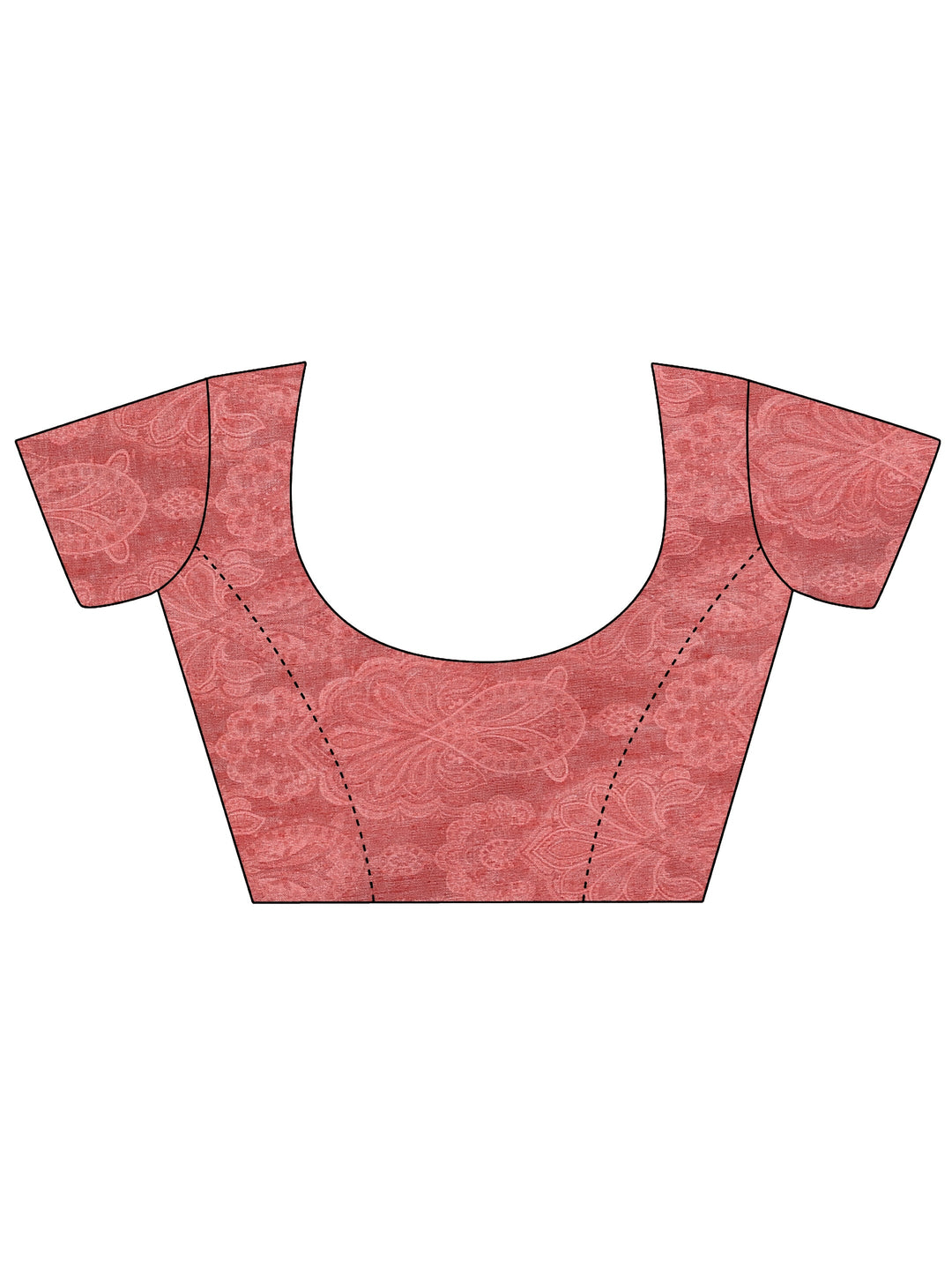  Red Printed Silk Blend Saree With Unstitched Blouse Piece 