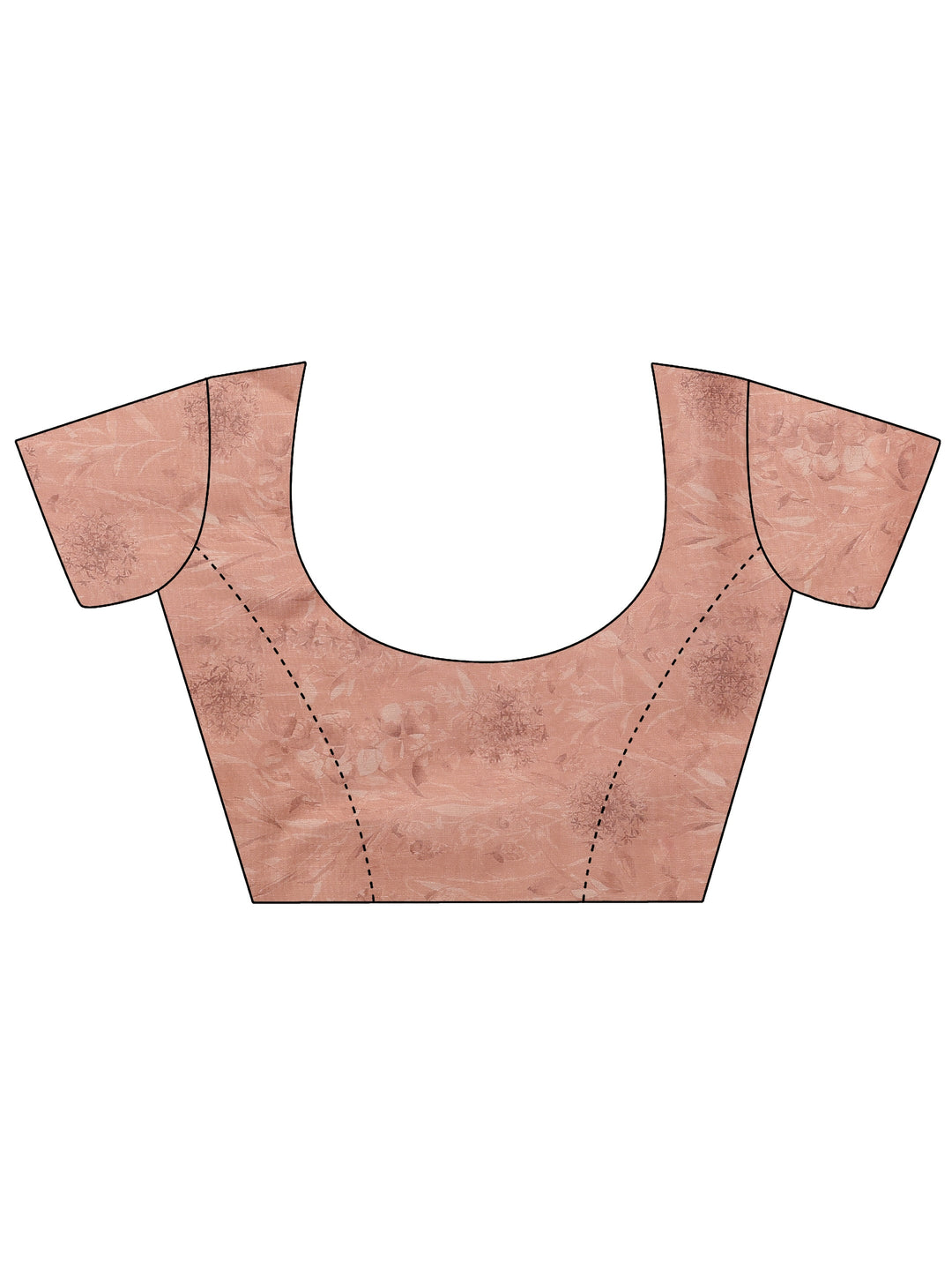  Peach Printed Silk Blend Saree With Unstitched Blouse Piece 