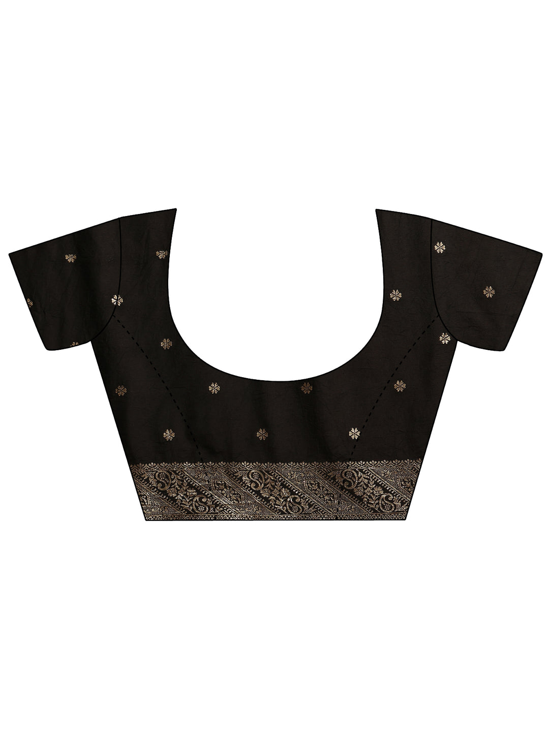  Black Woven Design Silk Blend Banarasi Saree With Unstitched Blouse Piece 