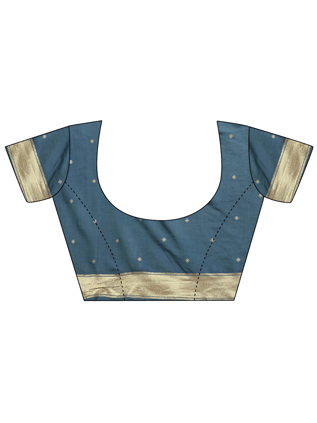  Blue Striped Woven Design Silk Blend Saree With Unstitched Blouse Piece 