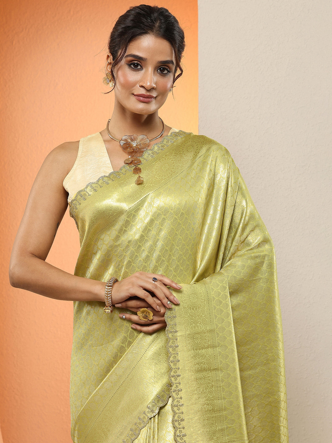  Green Woven Design Silk Blend Sarees With Unstitched Blouse Piece 