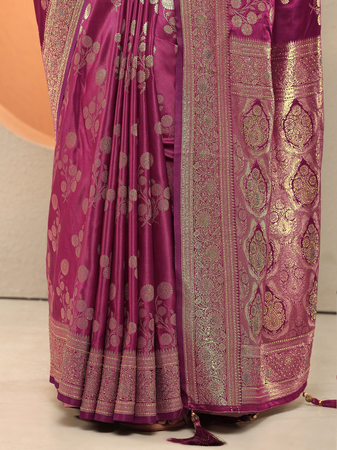  Burgundy Woven Design Silk Blend Sarees With Unstitched Blouse Piece 