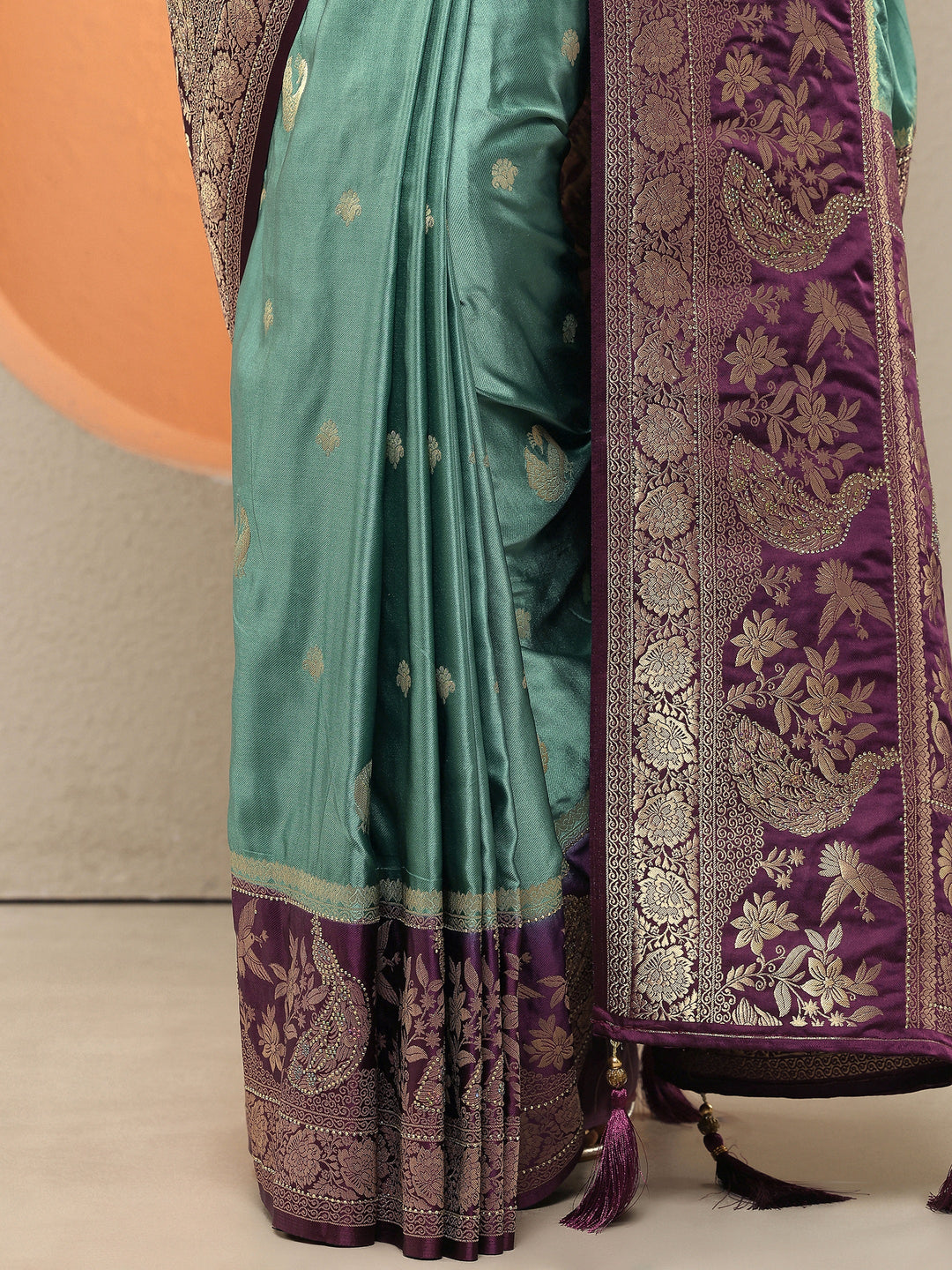  Green Woven Design Silk Blend Sarees With Unstitched Blouse Piece 