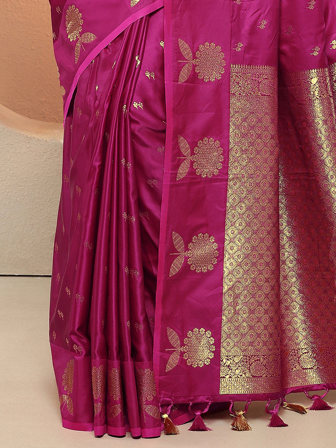  Pink Woven Design Silk Blend Sarees With Unstitched Blouse Piece 