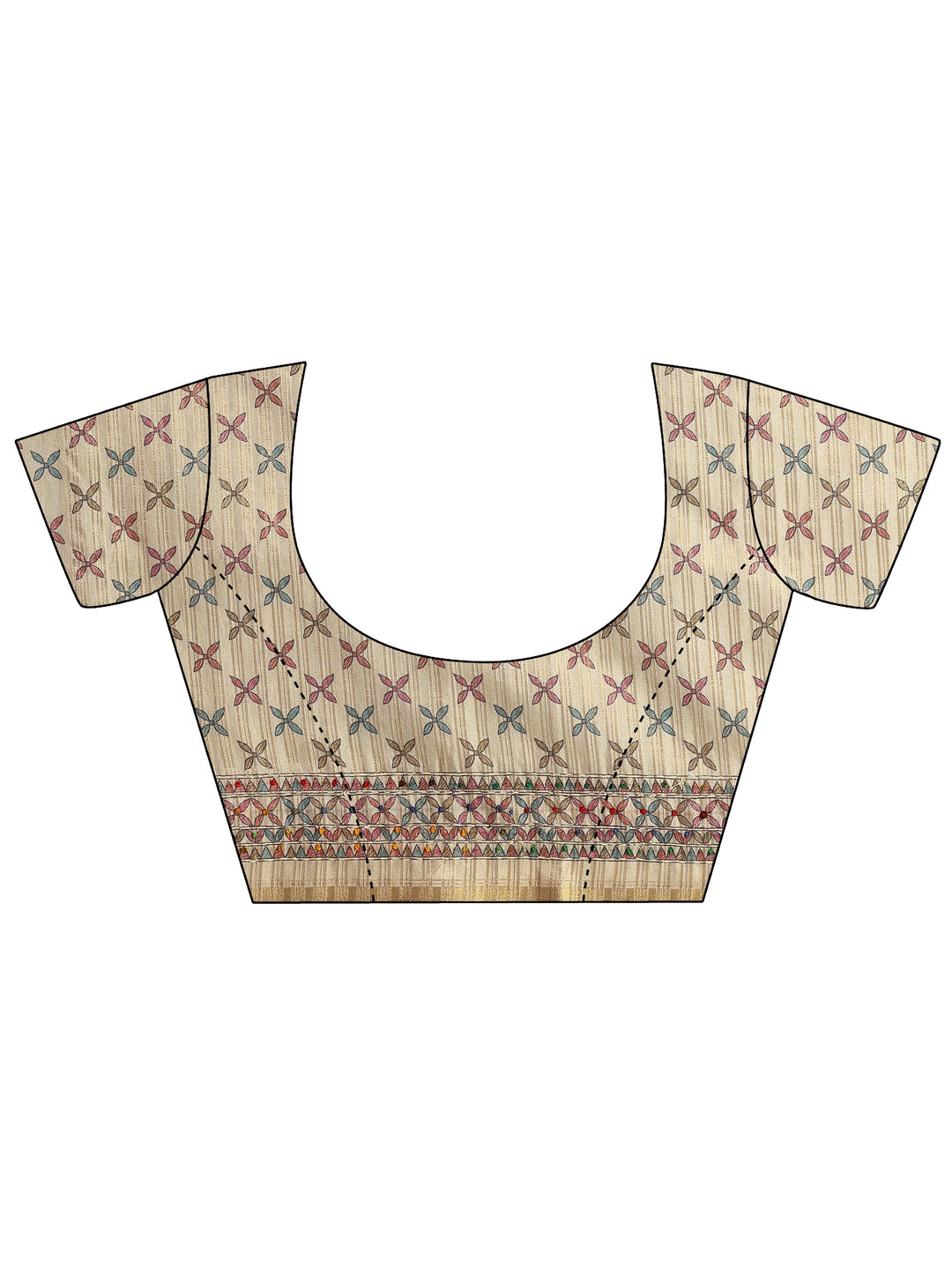  Green Printed Silk Blend Saree With Unstitched Blouse Piece 