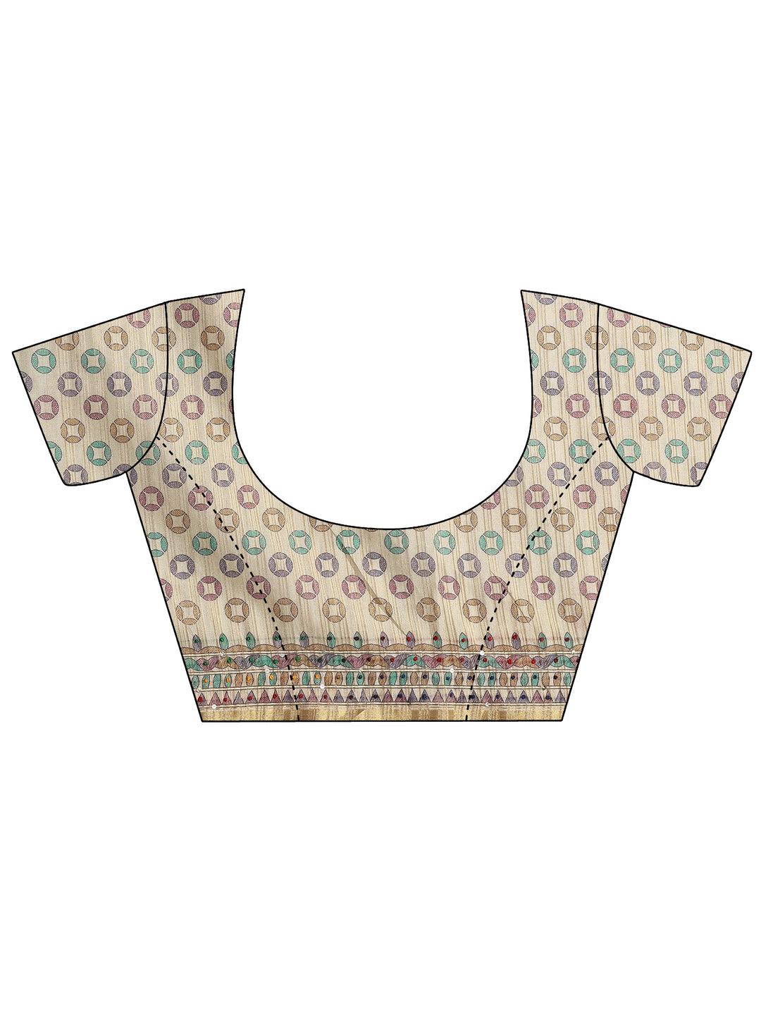  Green Printed Silk Blend Saree With Unstitched Blouse Piece 