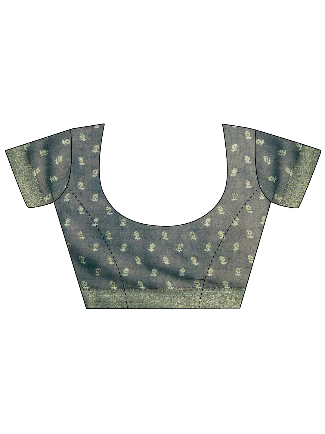  Beige Printed Silk Blend Saree With Unstitched Blouse Piece 