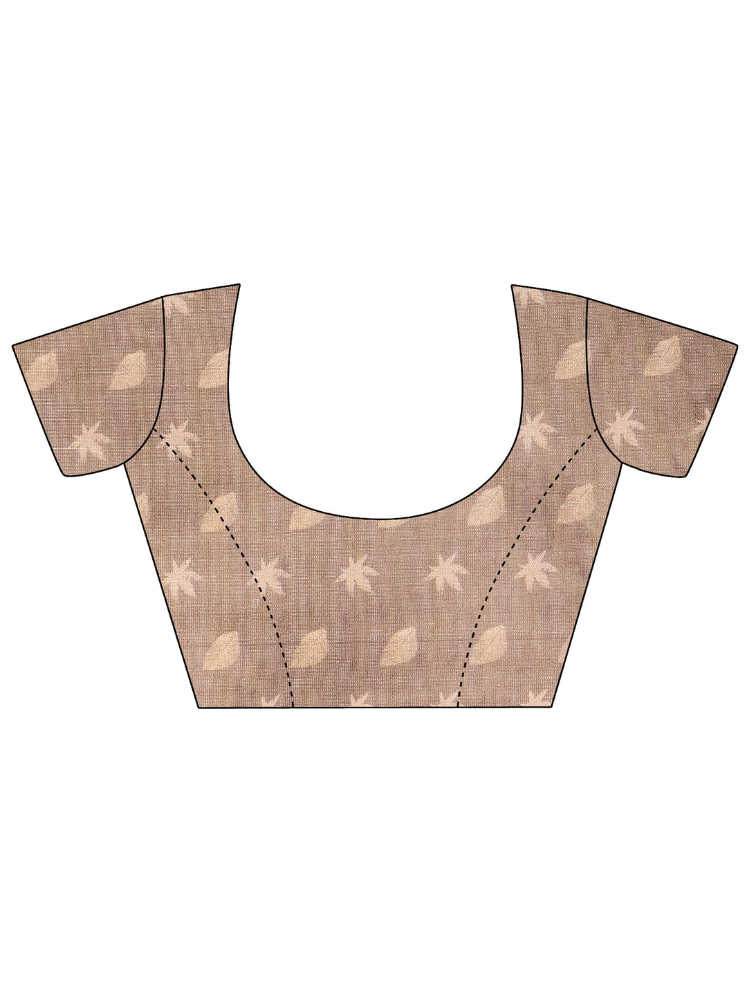  Beige Printed Silk Blend Saree With Unstitched Blouse Piece 