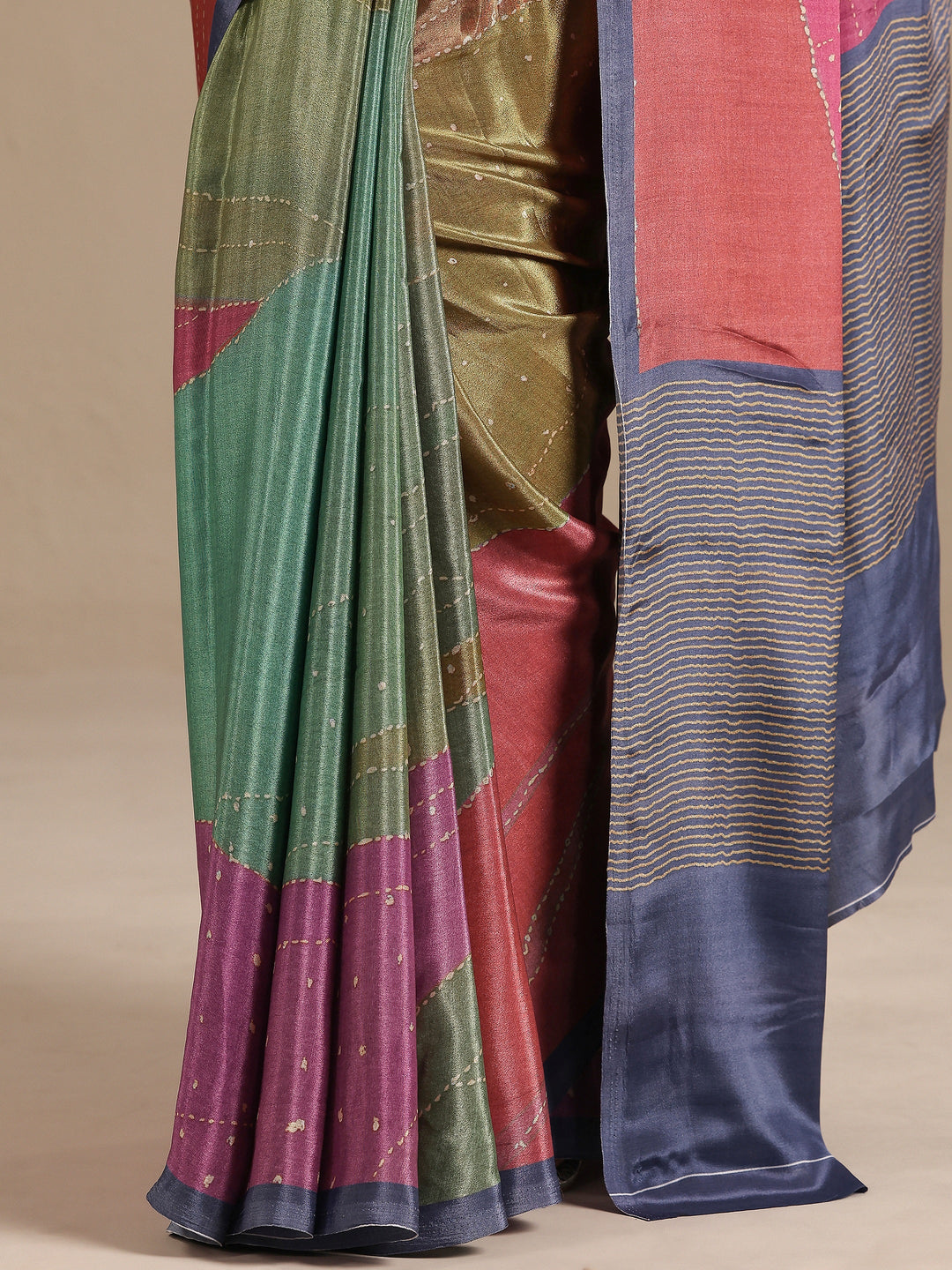  Multi Woven Design Silk Blend Saree With Unstitched Blouse Piece 