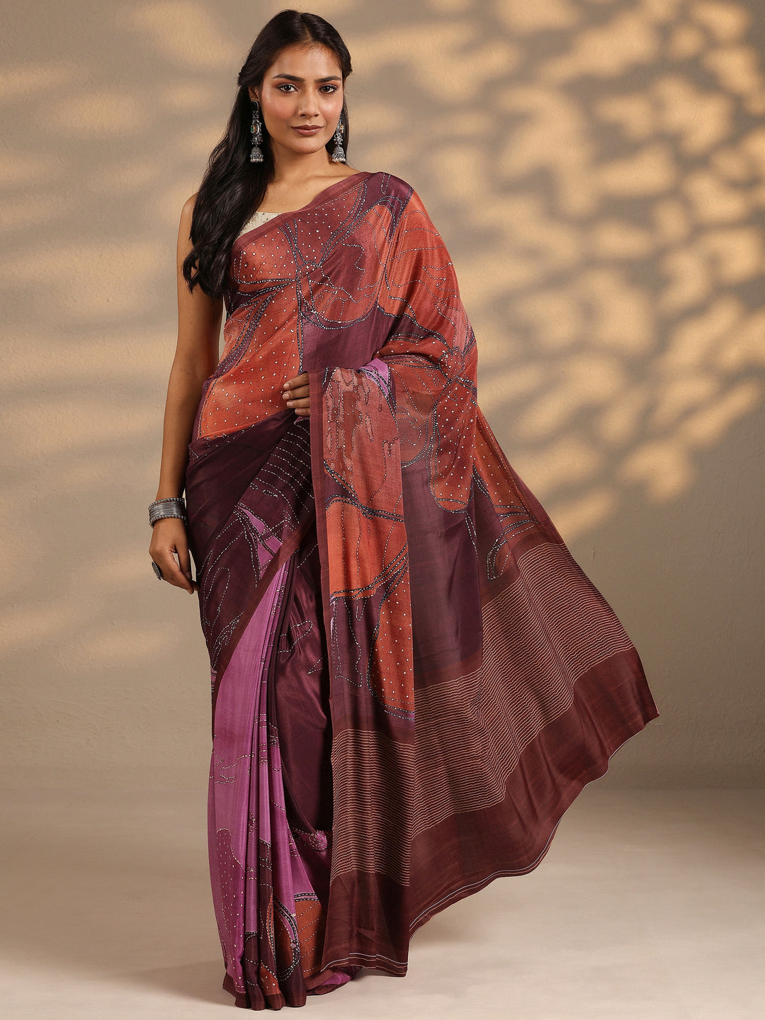 Multi Woven Design Silk Blend Saree With Unstitched Blouse Piece 