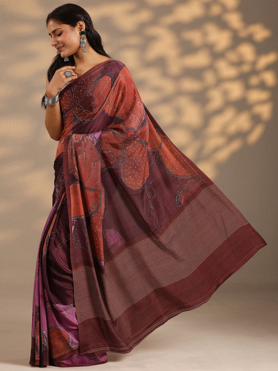  Multi Woven Design Silk Blend Saree With Unstitched Blouse Piece 