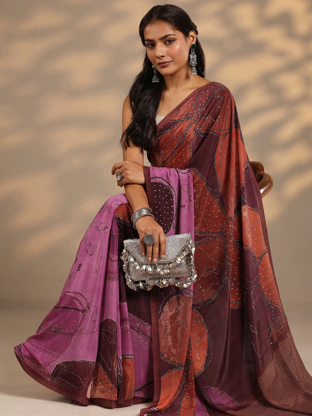  Multi Woven Design Silk Blend Saree With Unstitched Blouse Piece 
