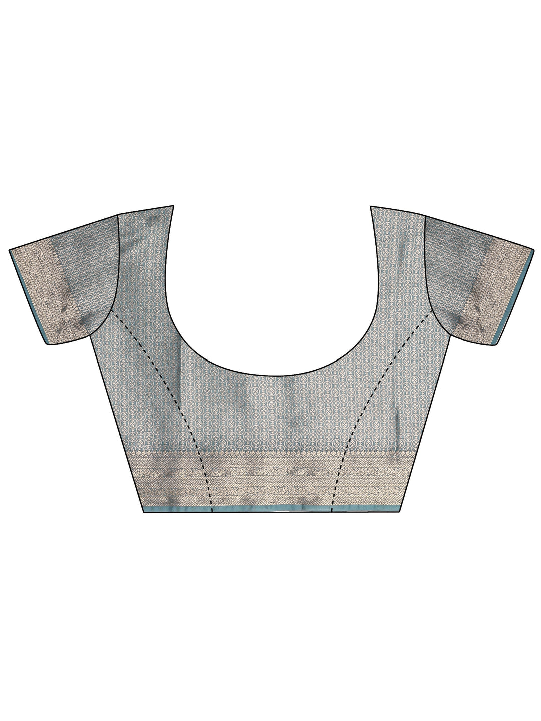  Blue Abstract Printed Silk Blend Saree With Unstitched Blouse Piece 