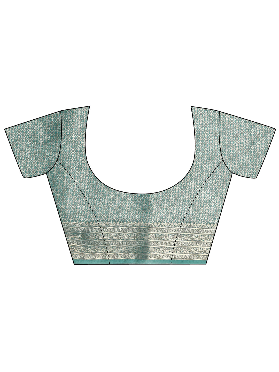  Green Abstract Printed Silk Blend Saree With Unstitched Blouse Piece 