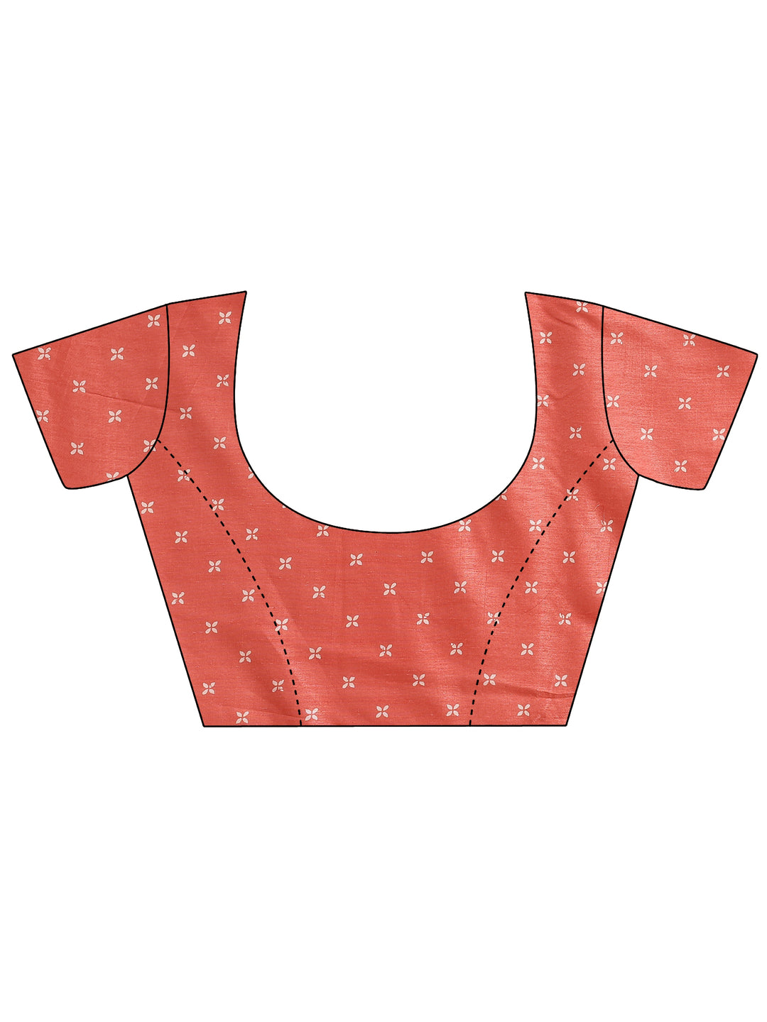  Orange Paisley Printed Silk Blend Saree With Unstitched Blouse Piece 