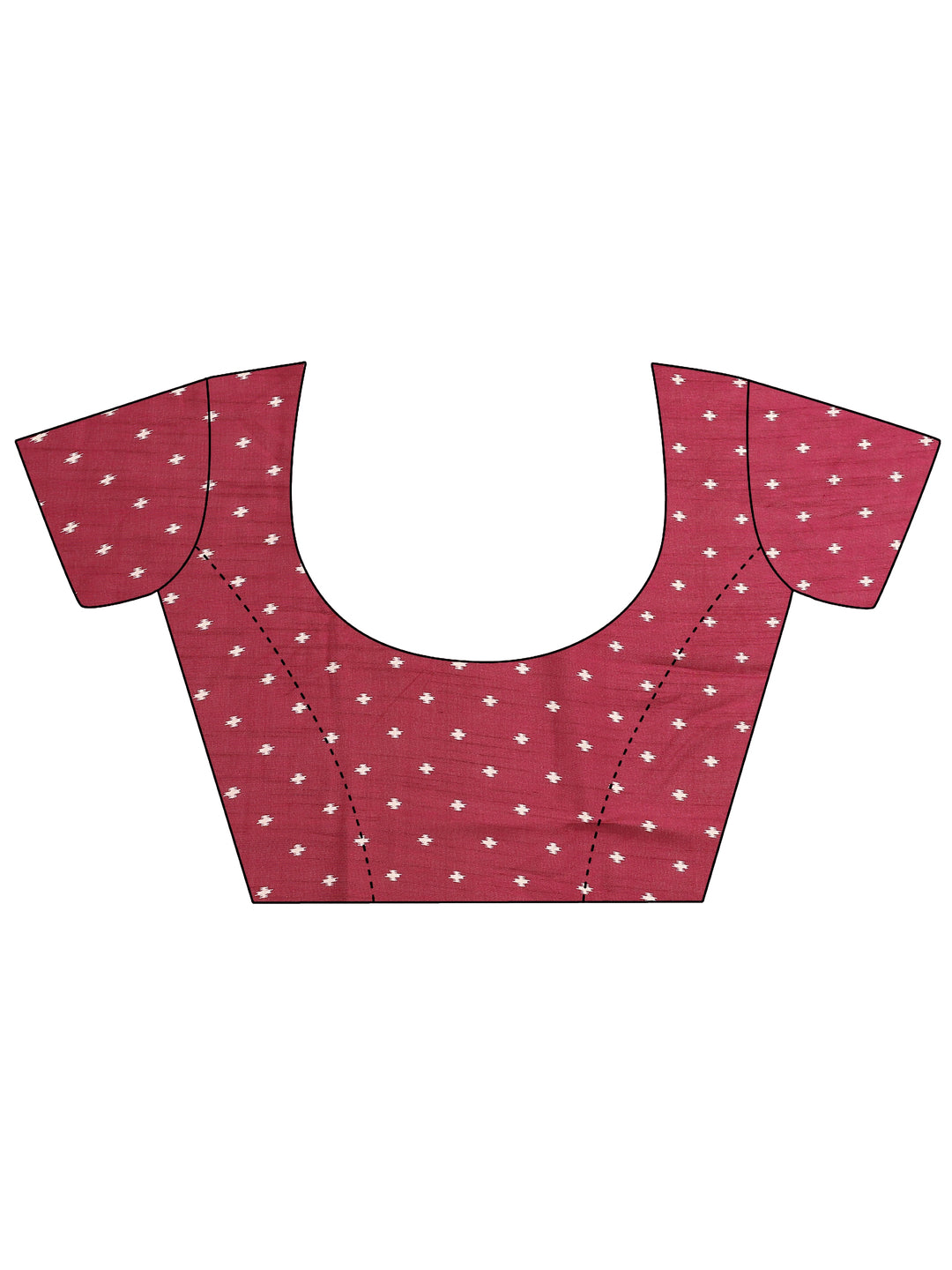  Burgundy Printed Silk Blend Saree With Unstitched Blouse Piece 