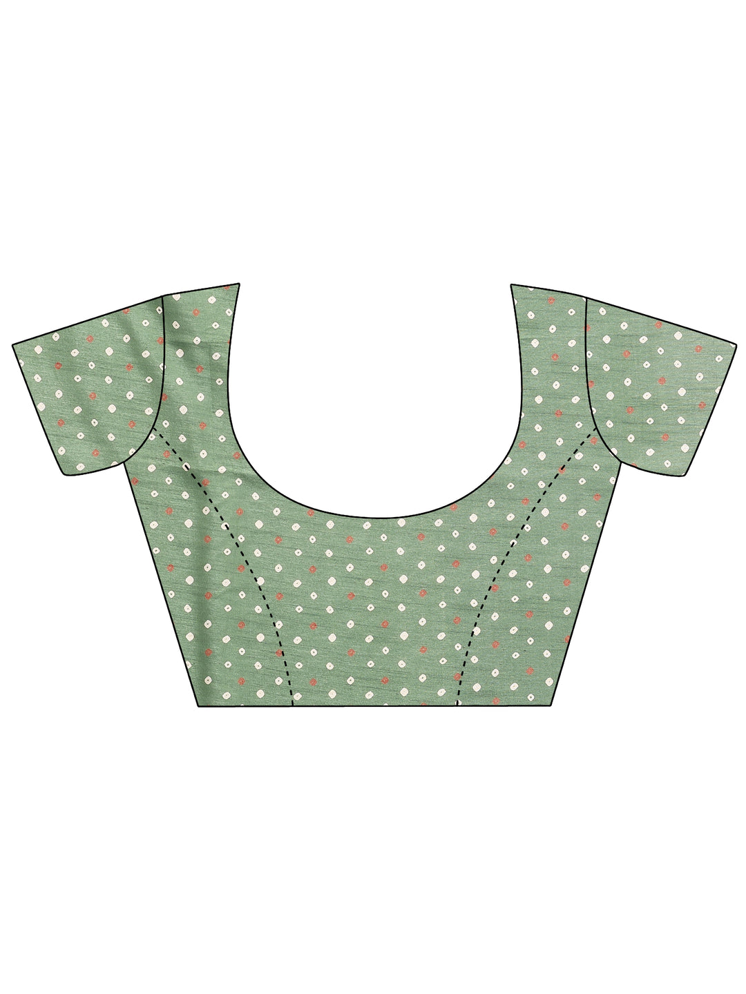  Green Bandhani Printed Silk Blend Saree With Unstitched Blouse Piece 