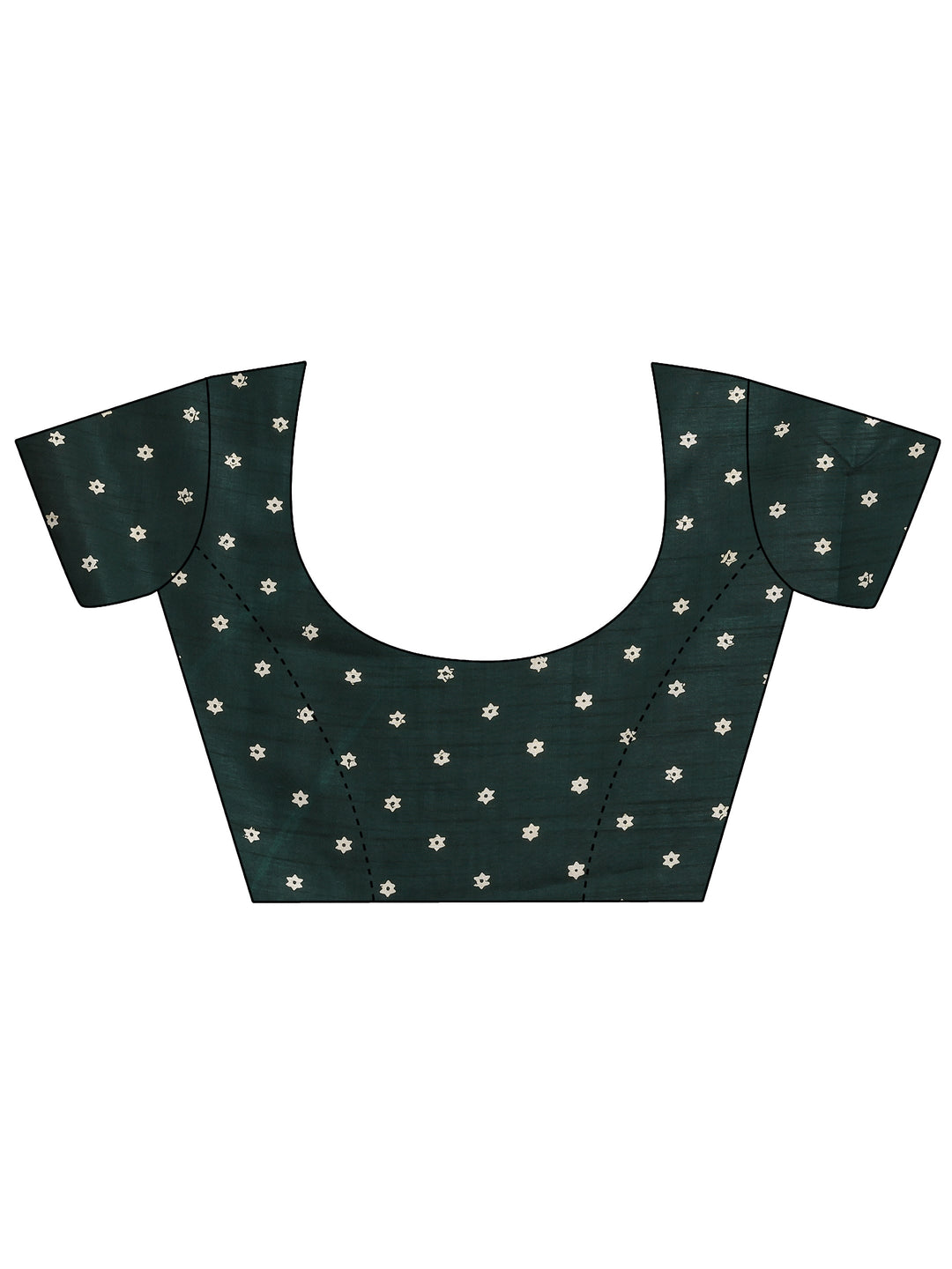  Green Printed Silk Blend Saree With Unstitched Blouse Piece 