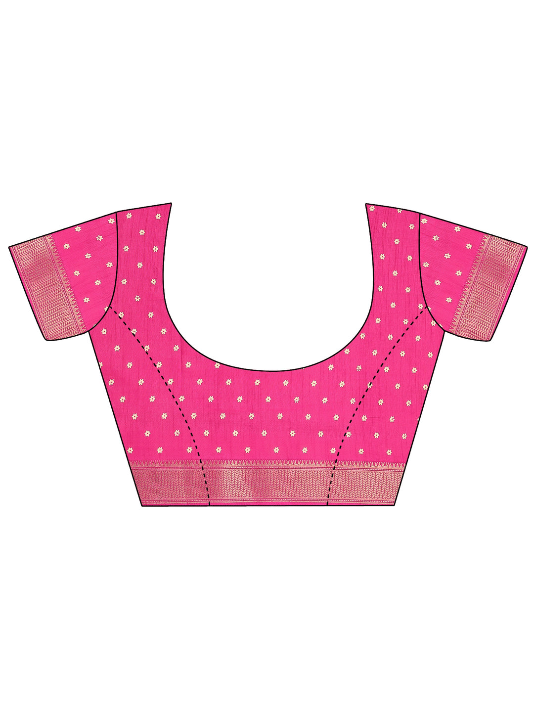  Pink Printed Silk Blend Saree With Unstitched Blouse Piece 