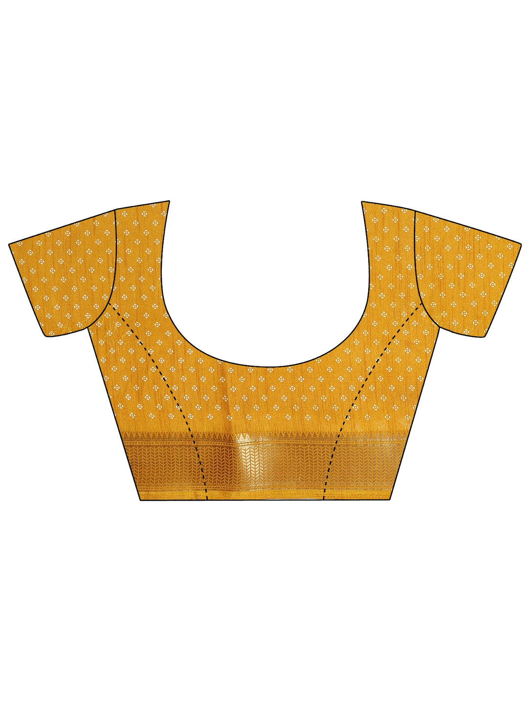 Mustard Paisley Printed Silk Blend Saree With Unstitched Blouse Piece 
