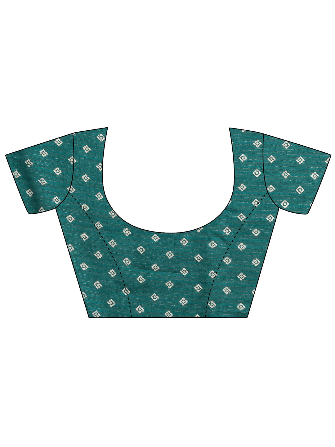  Green Geometric Printed Silk Blend Saree With Unstitched Blouse Piece 