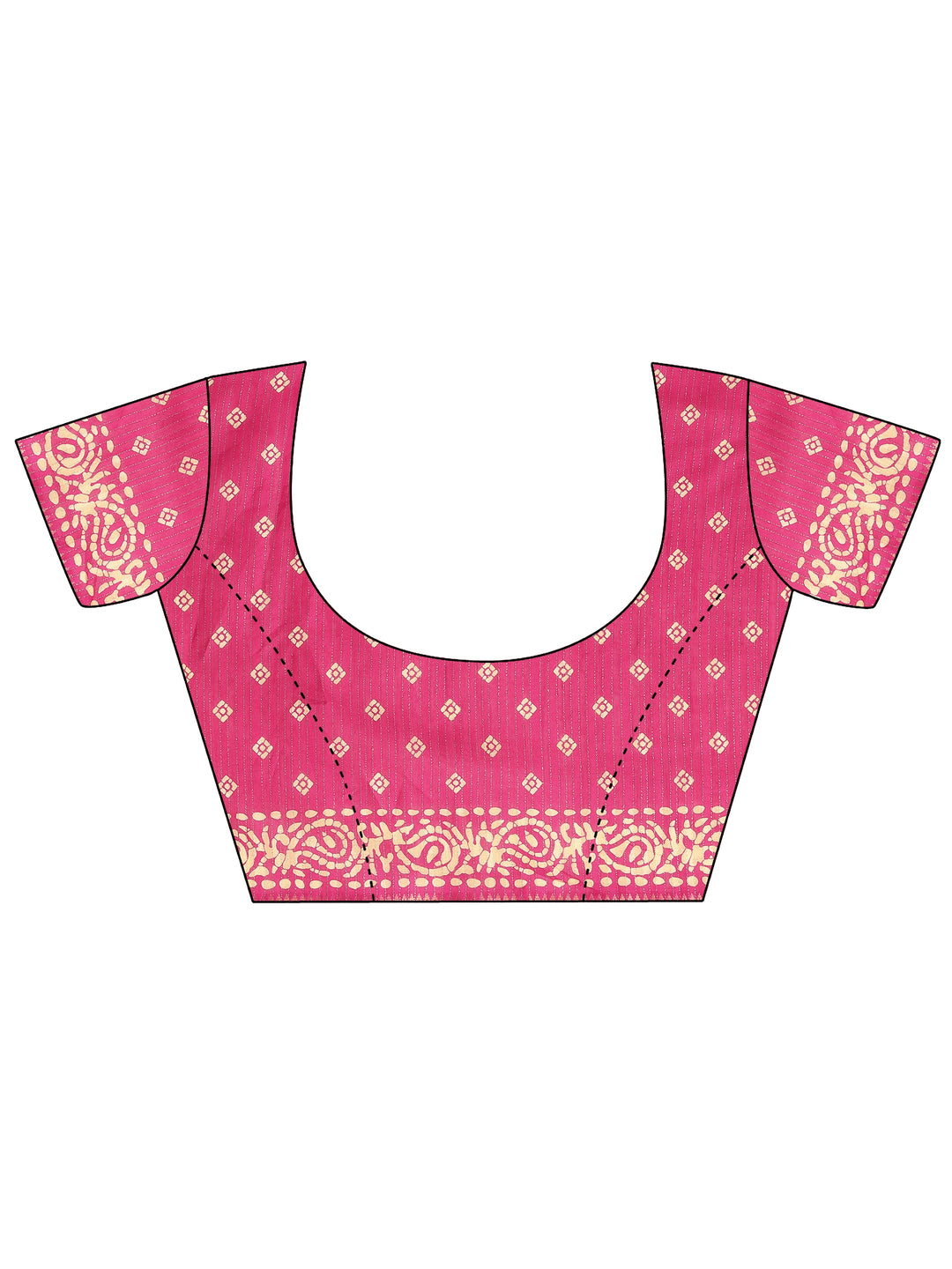  Pink Geometric Printed Silk Blend Saree With Unstitched Blouse Piece 
