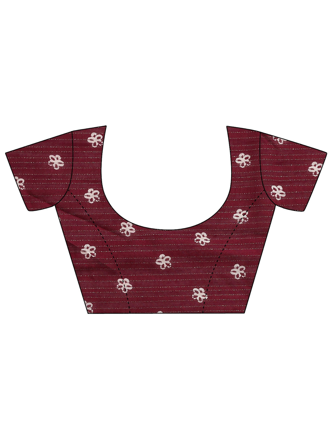  Burgundy Printed Silk Blend Saree With Unstitched Blouse Piece 