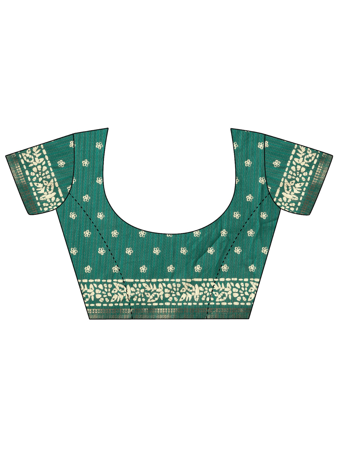  Green Printed Silk Blend Saree With Unstitched Blouse Piece 