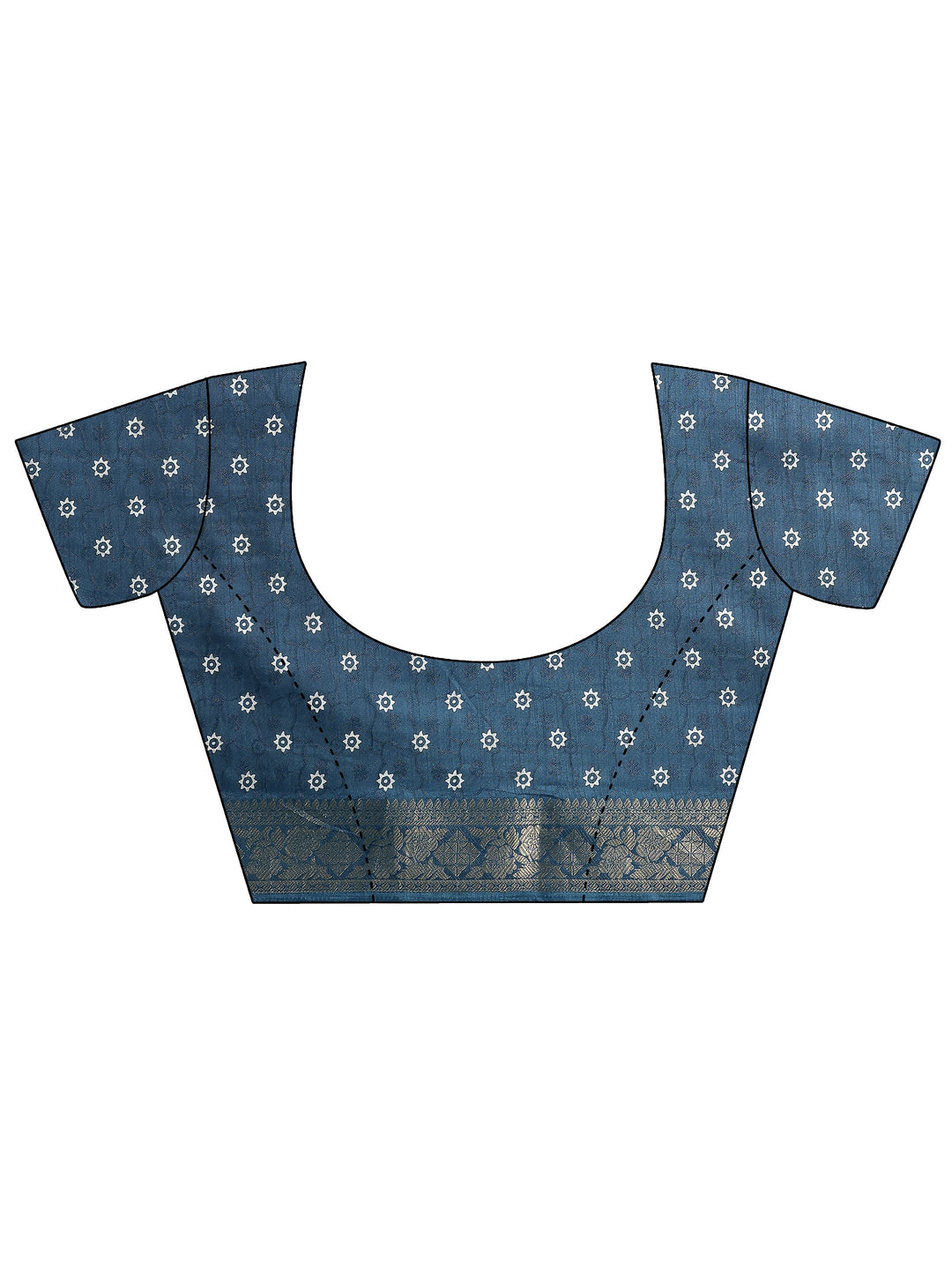  Navy blue Leheriya Printed Silk Blend Saree With Unstitched Blouse Piece 