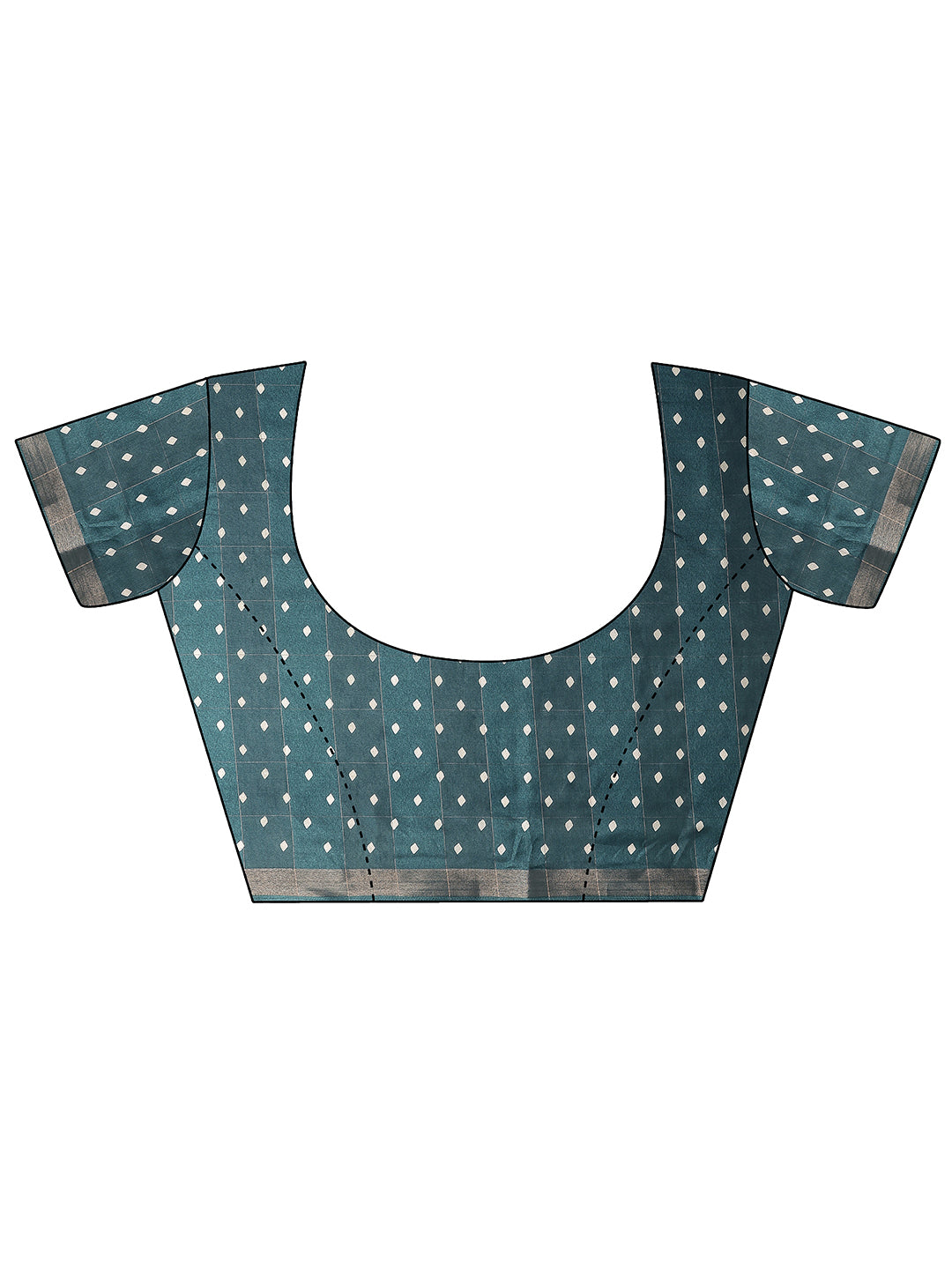  Green Printed Silk Blend Saree With Unstitched Blouse Piece 