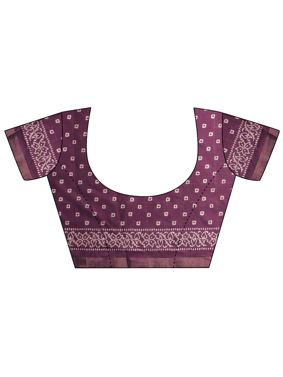  Mauve Printed Silk Blend Saree With Unstitched Blouse Piece 