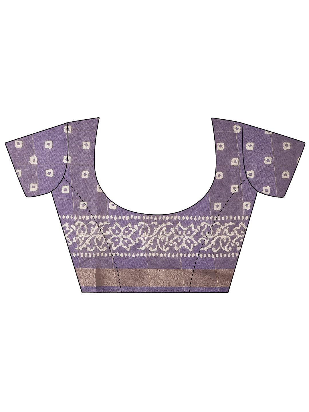  Lavender Printed Silk Blend Saree With Unstitched Blouse Piece 