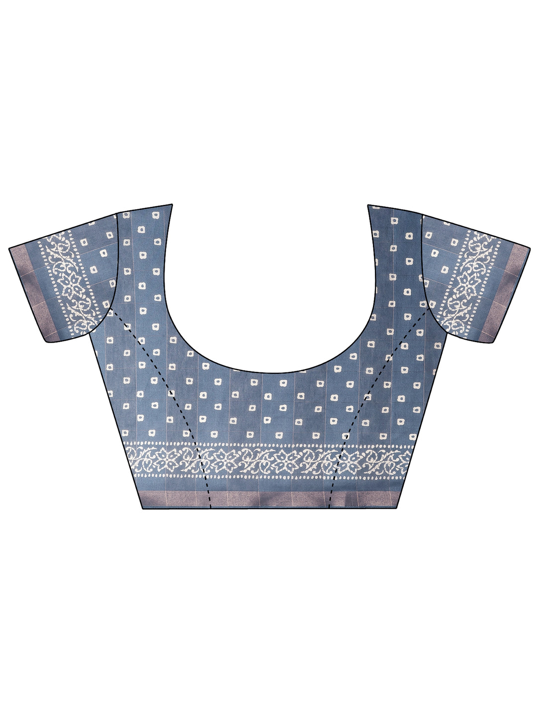  Blue Printed Silk Blend Saree With Unstitched Blouse Piece 