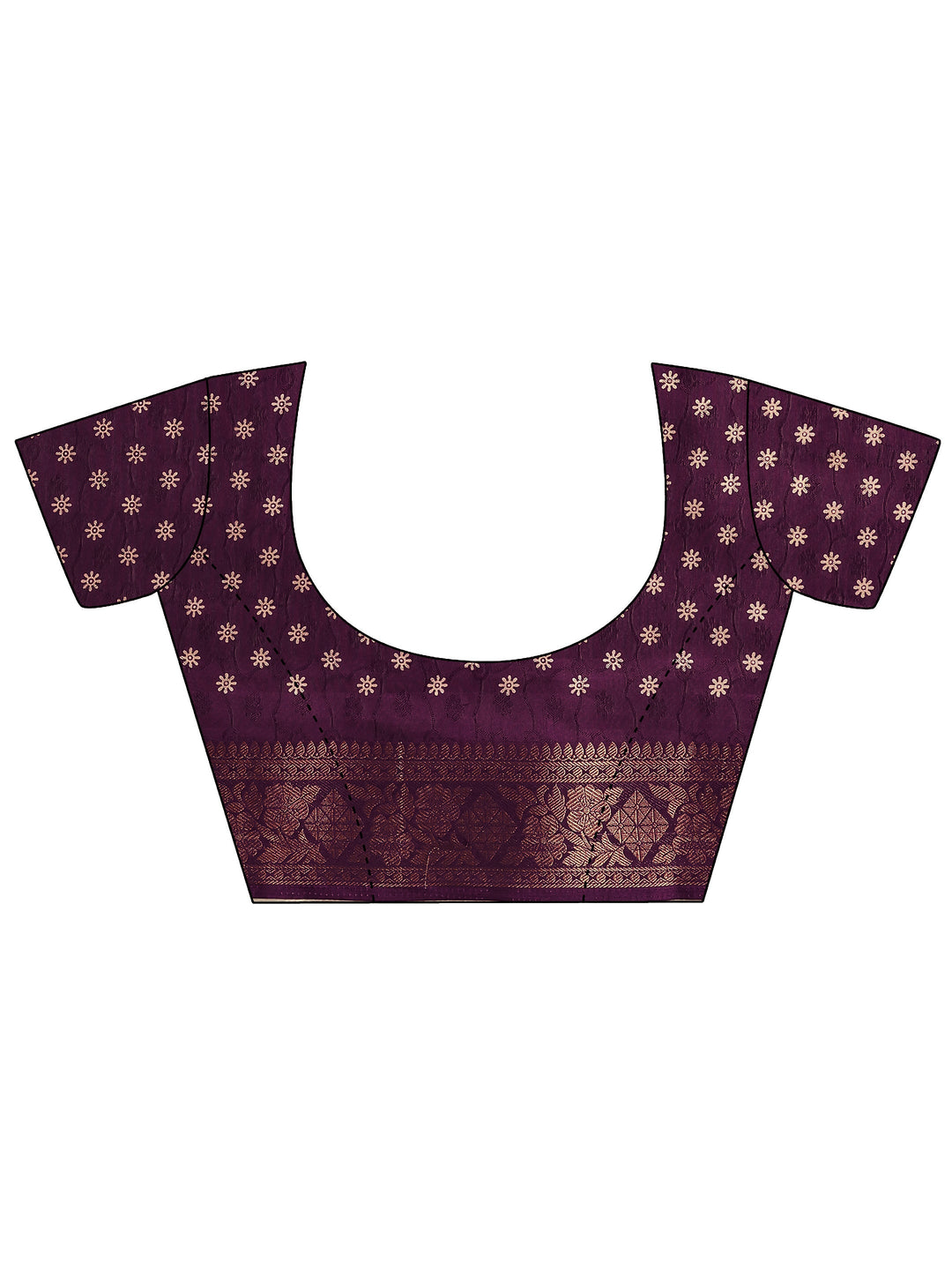  Burgundy Printed Silk Blend Saree With Unstitched Blouse Piece 