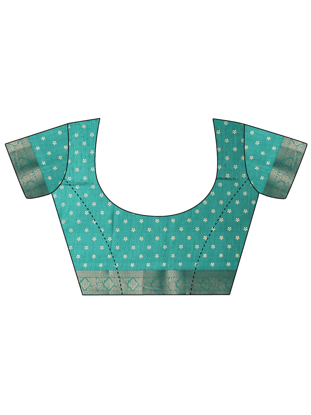  Green Printed Silk Blend Saree With Unstitched Blouse Piece 