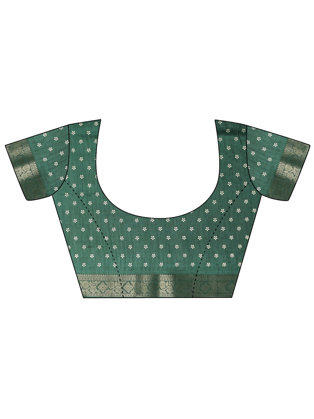  Green Printed Silk Blend Saree With Unstitched Blouse Piece 